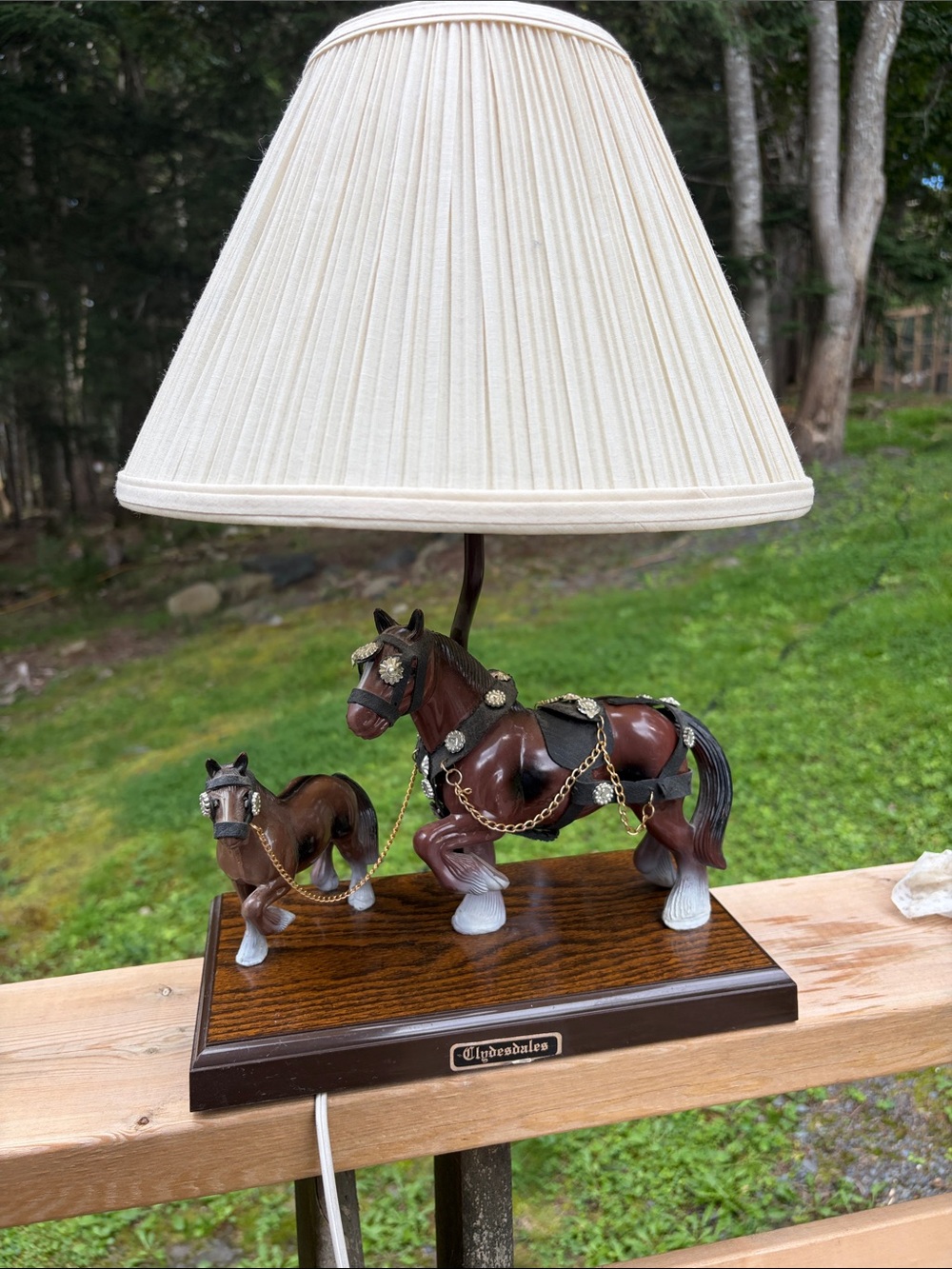 Clydesdales Horse Table Lamp with Cream Shade